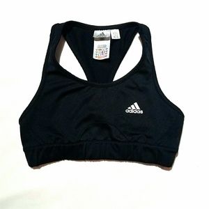 Adidas black and white medium sports bra